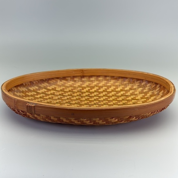 Vintage Woven Bamboo Basket Tray - Picture 5 of 8